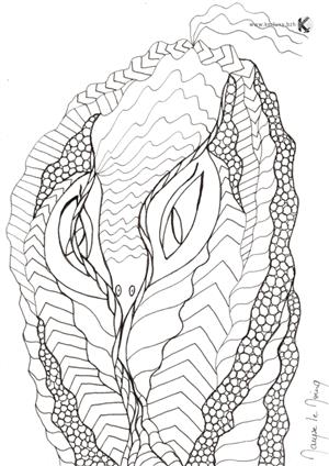 drawing - calligraphy - Cobra snake - Le Moing Maryse)