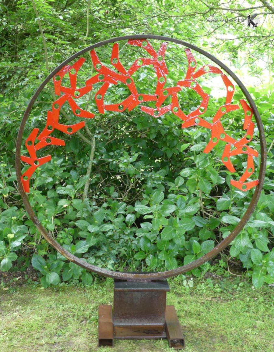 Sculpture - Red Shaft Wheel - Brard Yann