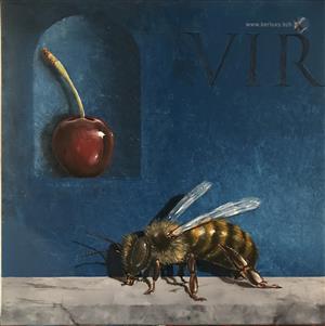 Painting - VIR - bee and cherry - Le Tutour Nicolas)