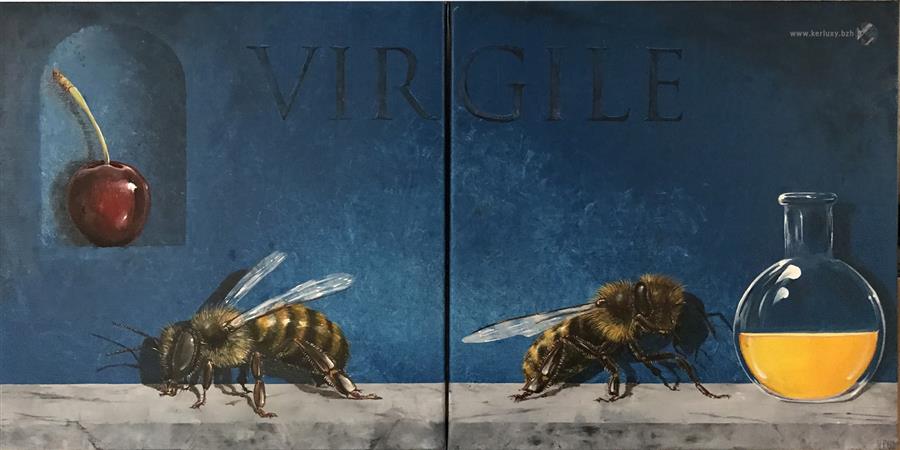 Painting - VIR-GILE - bee and cherry - Le Tutour Nicolas