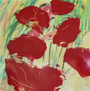 painting - The 6 poppies - Paugam Daniel)
