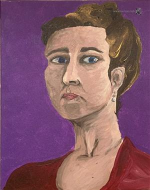 Peinture - Portrait de femme sur fond violet - JIEL)