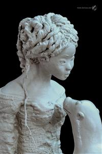 Sculpture - The girl and the sea lion - Mylène La Sculptrice